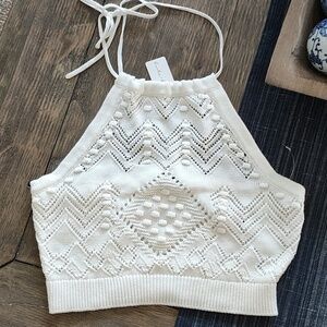 New Hunter & Brown Crochet Crop Top Size L